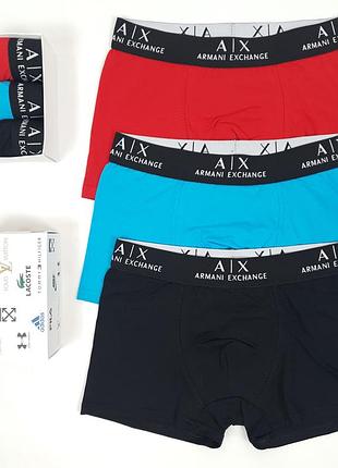 Нижня білизна armani 3шт чорний, блакитний, червоний 3xl / 54