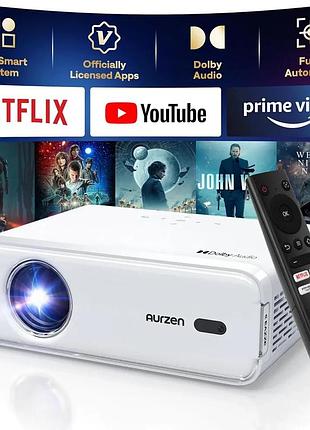 Мультимедійний проєктор aurzen eazze series d1 1080p портативний проєктор з автофокусом, динаміками 8 вт