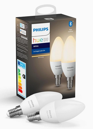 2 шт. светодиодная лампочка philips hue e14 470lm 2700k 5,5w 9290030211 умная лампочка с регулированием яркости