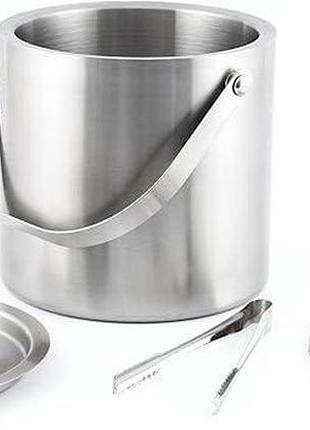Ведро для льда 3 л ice bucket стальное ведерко с крышкой для льда+щипци