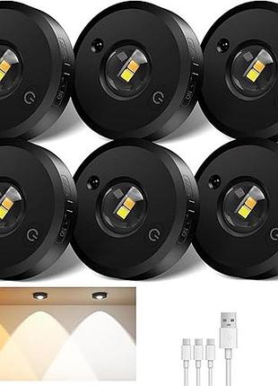6 шт. магнітні світлодіодні світильники ezvalo led under cabinet light ezl2410a акумуляторні точкові світильники 1200 ма·год