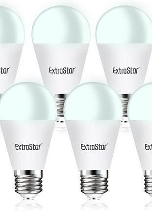 6шт. светодиодная лампа e27 15w 1500лм 6500k extrastar набор ламп с холодным белым светом