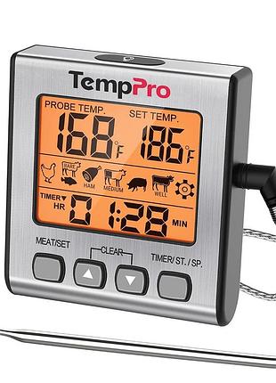 Термометр для мяса thermopro tp-16s кухонный цифровой термометр для мяса с таймером и подсветкой