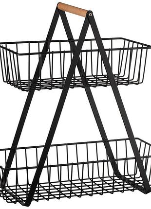Двухуровневая корзина для фруктов и овощей 2tier fruit basket металлическая съемный держатель