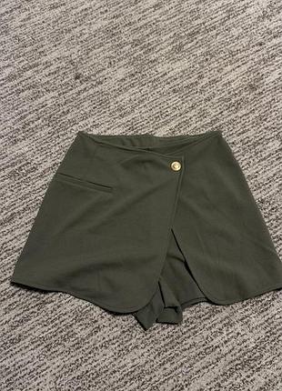 Міні-спідниця-шорти жіноча h&m хакі розмір xs/s