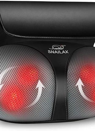 Масажна подушка snailax sl-618n портативний масажер для шиї, спини та плечей