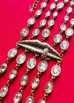Браслет schiaparelli «lips» з кристалами та пірсингом, вінтажний бронзовий браслет, подарунок