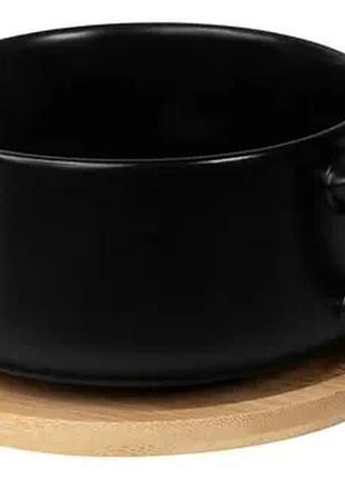 Чашка с подставкой 300 мл ceramic cup with stand керамическая чашка с деревянной подставкой для кофе и чая