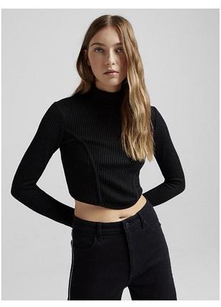 Жіночий джемпер bershka чорний в рубчик, розмір m
