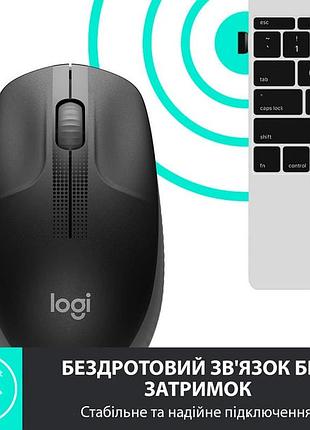 Мышь компьютерная безпроводная logitech m190 wireless charcoal l910-005905 черная 5231303 4