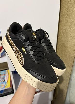 Кеди жіночі puma чорні з леопардовими вставками