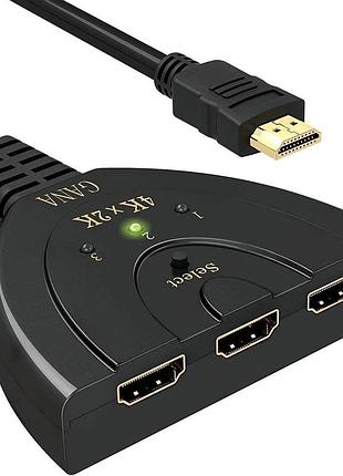 Компактный hdmi свитч gana deluxe computer cable 4k+2k мультимедийный хаб, адаптер hdmi