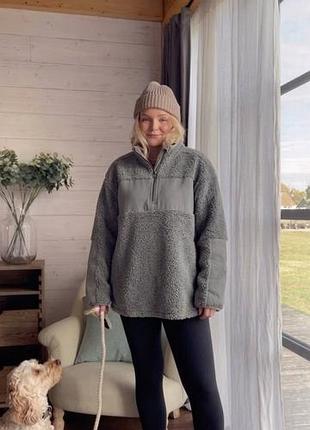 Батник флисовый тедди с карманами унисекс xxl/xxxl ог 136-140 см