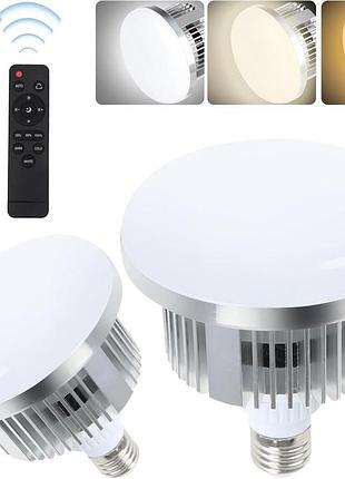 Комплект из 2 светодиодных ламп с пультом 135w e27 3000–6500k fgen yx-dp03 светодиодные лампи для софтбоксов