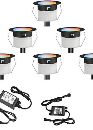 6 шт. комплект встраиваемых лампочек для террасы 12v dc led deck light d31 pixel ip67 wifi водонепроницаемые наружные rgbw лампы