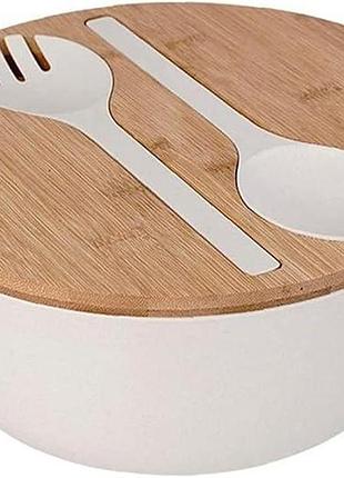 Салатница с набором для подачи и приборами 25.4см salad bowl with serving set большая миска для смешивания с крышкой