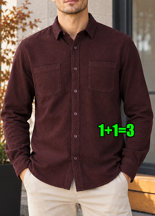 😉1+1=3 тепла фланелевая мужская рубашка бордо mountaine warehouse, размер 46-48