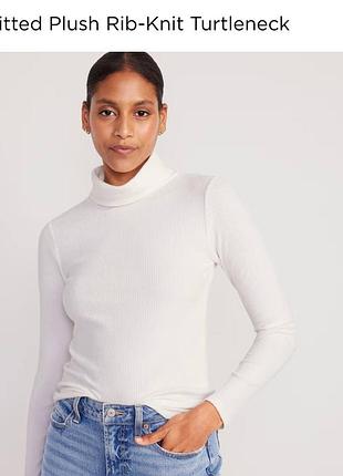 Водолазка жіноча old navy fitted plush rib-knit turtleneck біла розмір m