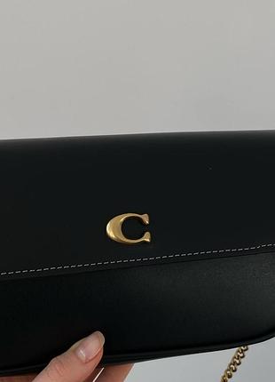 Сумка coach brook flap chain bag black\gold 3