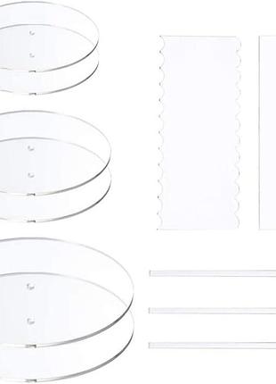 6 шт. набір акрилових дисків для торта 15/20/26 см acrylic cake stands акрилові круглі диски для торта зі шкребками для візерунків