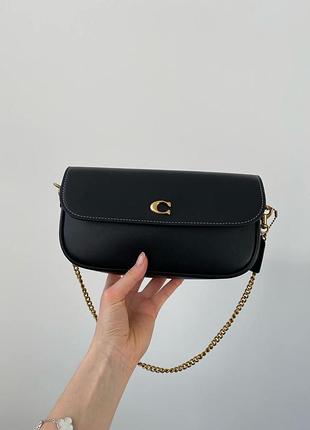 Сумка coach brook flap chain bag black\gold 7