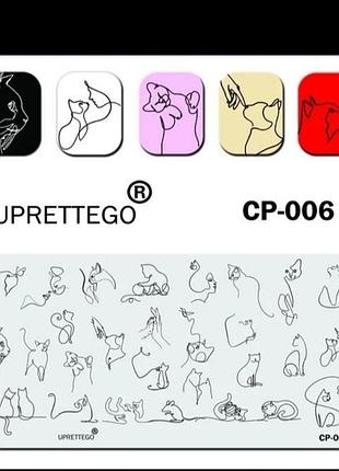Декор для нігтів uprettego пластина для стемпінгу cp-006 з котами