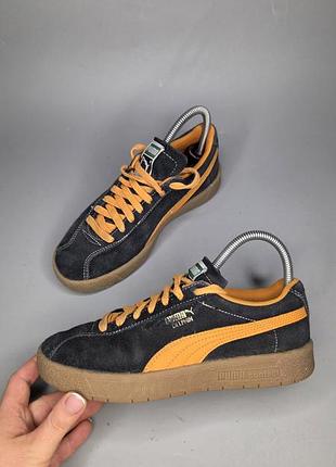 Черно-оранжевые замшевые кроссовки модели puma delphin