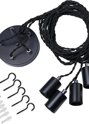 Підвісний світильник 3 м e27 220 black industrial pendant 81910blk5 багатолампова вінтажна люстра