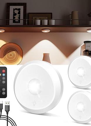 3 шт. магнитные точечные светильники 2400 мач tedmos led puck light светодиодные светильники для шкафов+пульт управления