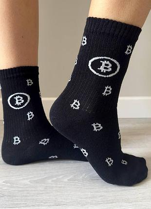 Шкарпетки жіночі високі 1 пара "bitcoin" 36-41 р бавовняні чорні