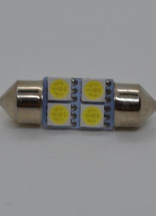 Светодиодная лампа c5w festoon 5050 4smd, 12v, 31 мм led лампа