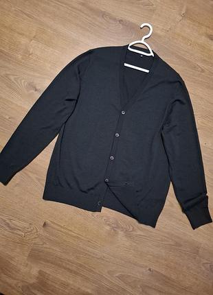 Кардиган чоловічий uniqlo з 100% тонкої мериносової вовни, чорний