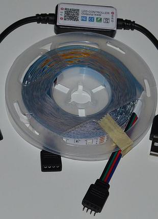 Rgb led-стрічка 8188 з bluetooth-керуванням, 5 метрів, вологозахищена, usb-живлення з можливістю продовження