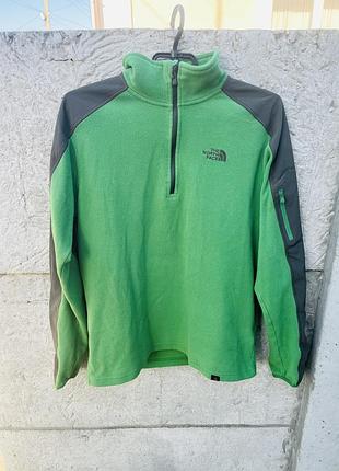Кофта чоловіча the north face флісова зелена з сірими вставками