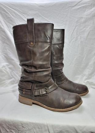 Женские сапоги rieker 41 р. коричневые утепленные с пряжкой