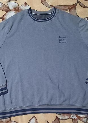 Мужской теплый свитшот батал 4xl-5xl на флисе. свитшот оверсайз трехнитка с начесом
