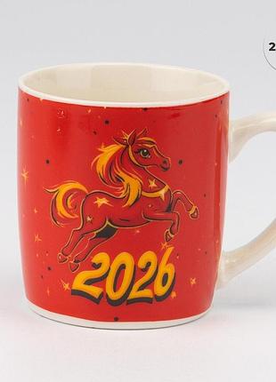 Кружка с ложечкой "символ 2026 года - огненная лошадь", 200 мл elisey
