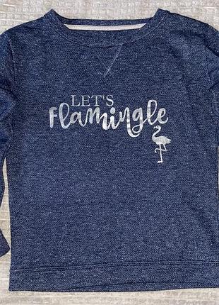 Світшот жіночий синій з принтом let's flamingle