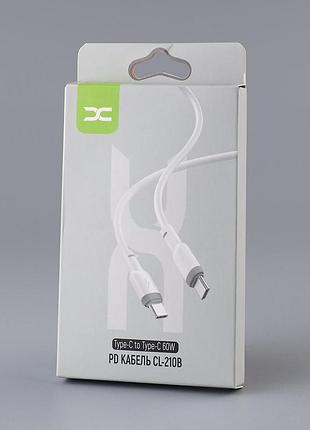 Кабель для заряджання usb cable dc type-c to type-c (cl-210b) 60w білий
