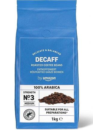 Кава без кофеїна amazon decaff roasted coffee beans 1 кг — 100% арабіка, зерна без кофеїну (strength №3 medium)