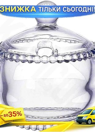 Ku сахарница стеклянная bauble universal fit glass с крышкой 10 см для сахара и сладостей контейнер дл uni2l_k