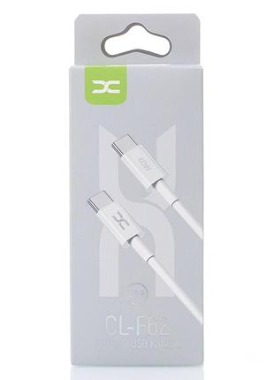 Кабель для заряджання usb cable dc type-c to type-c (cl-f62) 60w/ 2m білий