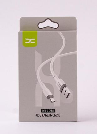 Кабель для заряджання usb cable dc type-c (cl-210) білий