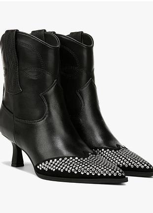 Женские ботильоны, сапоги circus ny by sam edelman yolanda, черные, кожаные, с заклепками, размер 6