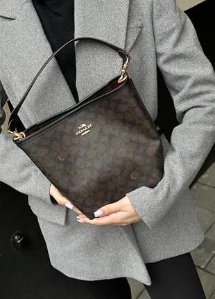 Сумка coach city bucket bag in signature canvas brown black