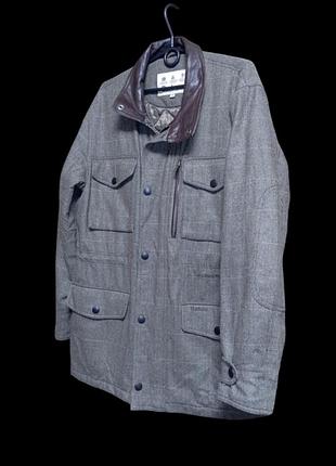 Куртка чоловіча barbour сіра з коричневим коміром