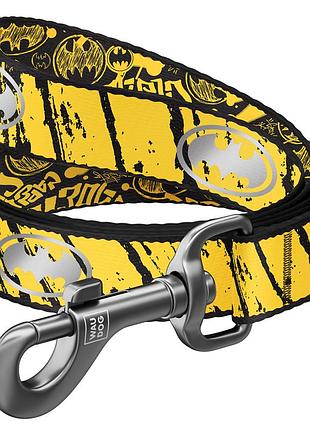 Поводок для собак нейлоновый waudog nylon, светоотражающий, рисунок "бэтмен эскиз", s, ш 15 мм, дл 122 см