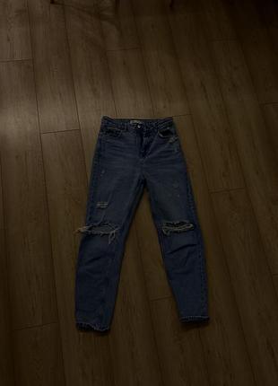 Джинси жіночі zara mom fit / high rise сині