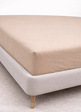 Простынь на резинке ecotton 90х200 см фланель хлопковая light beige светло-бежевая