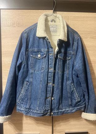 Куртка жіноча джинсова denim co синя з білою підкладкою